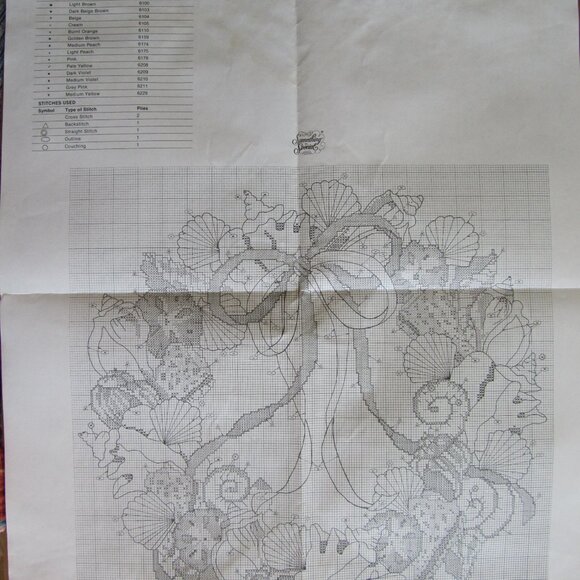 Shell Wreath Picture Something Special Counted Cross Stitch Kit #50235 Open pack - Picture 6 of 7